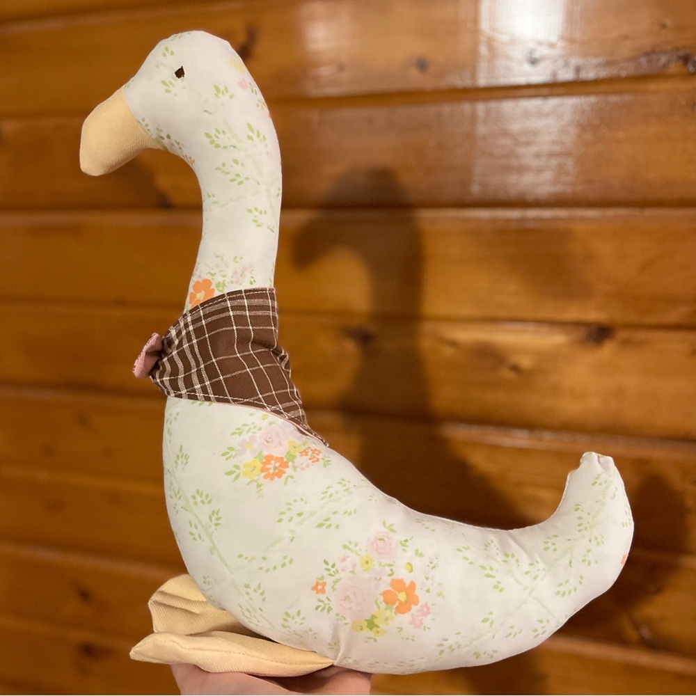 Handmade Fabric 15” Goose Plush Stuffed Animal Toy w/ Reversible Bandana